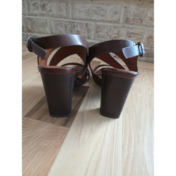 Pierre Dumas Brown Vegan Leather Strappy Heel Sandals Size 7.5 - Picture 4 of 10